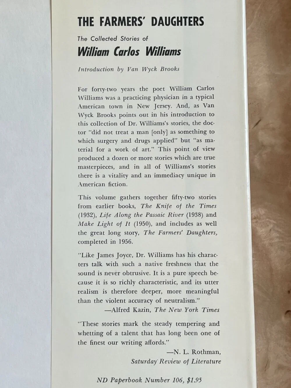 In The Money A Novel by: William Carlos Williams- to White Mule Part II  1967
